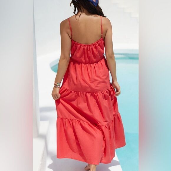Anthropologie Charlie Holiday Red Jenna Maxi Dress Size large - Picture 2 of 6